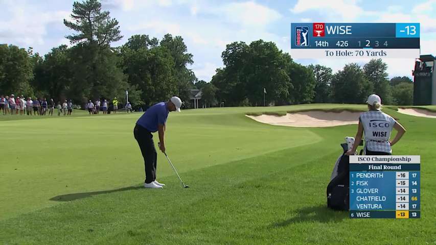 Aaron Wise's 76-yard approach sets up birdie on No. 14 at ISCO Championship