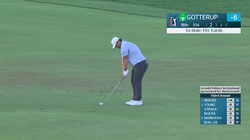Chris Gotterup sinks 12-foot birdie putt on No. 16 at Arnold Palmer