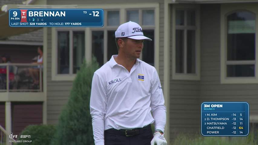 Michael Brennan sinks 26-foot birdie putt on No. 9 at 3M Open
