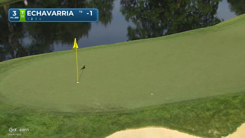 Nico Echavarria gets up-and-down from 144 yards for birdie on No. 3 at the Memorial