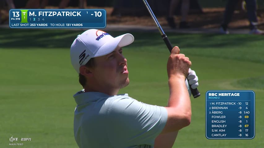 Matt Fitzpatrick gets up-and-down from 129 yards for birdie on No. 13 at RBC Heritage