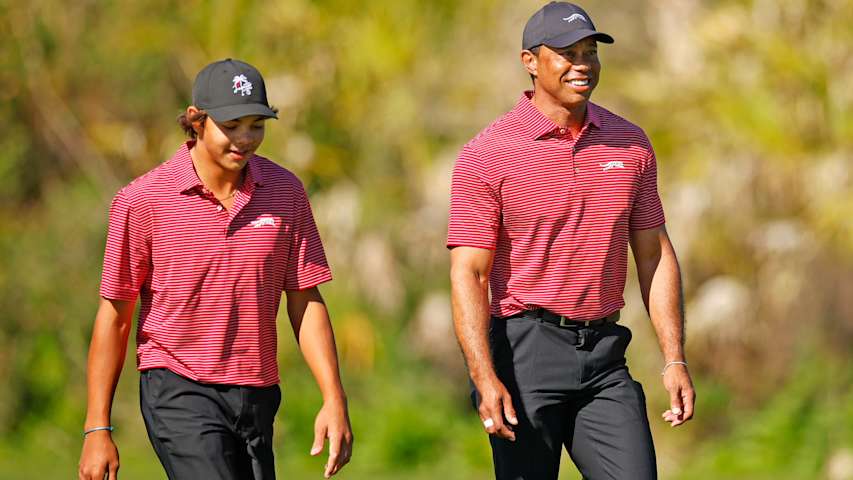 Tiger and Charlie Woods' Round 2 highlights from PNC Championship