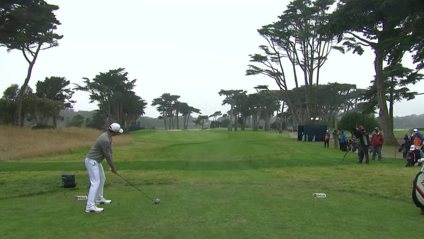 Collin Morikawa 293-yard tee shot to 7 feet on No. 16 at PGA Championship