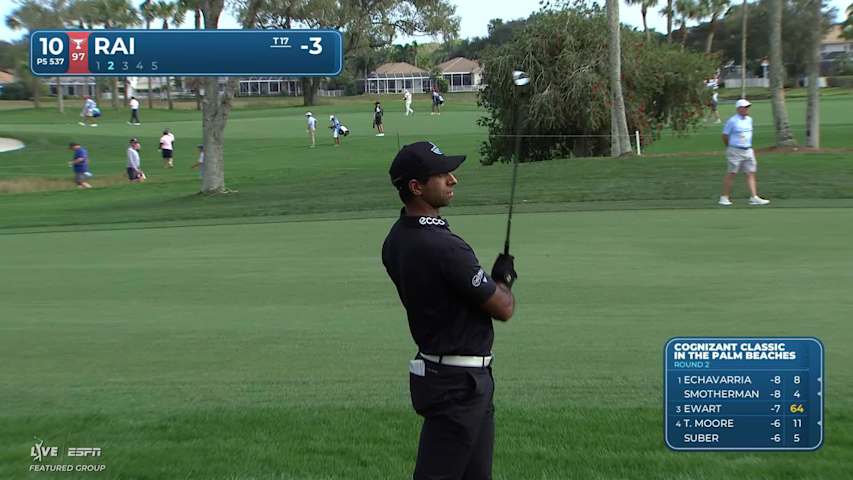 Aaron Rai sinks 28-foot birdie putt on No. 10 at Cognizant Classic