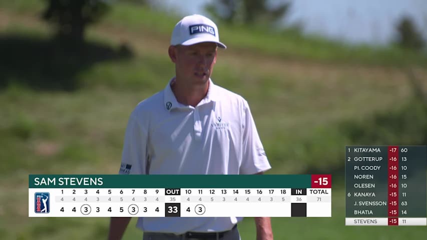 Sam Stevens sinks a 43-foot birdie putt on No. 11 at 3M Open