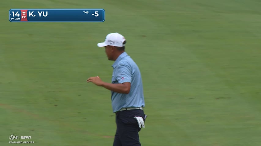 Kevin Yu sinks 6-foot birdie putt on No. 14 at John Deere