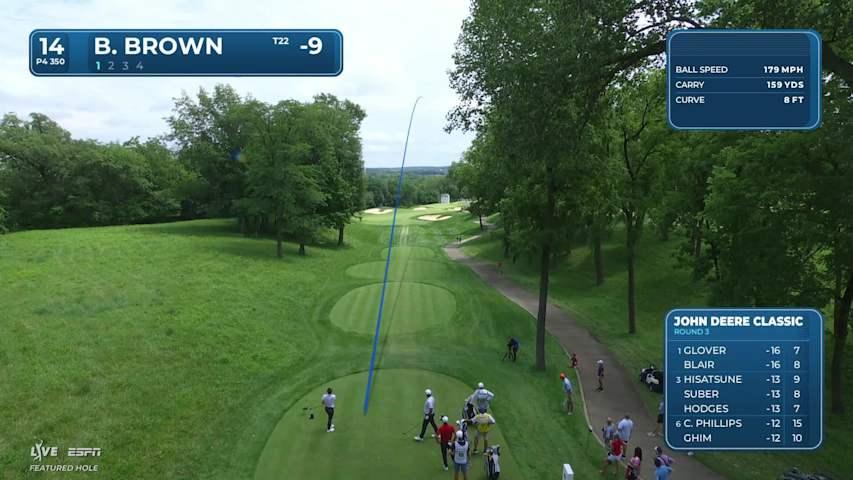Blades Brown's drive sets up birdie on No. 14 at John Deere