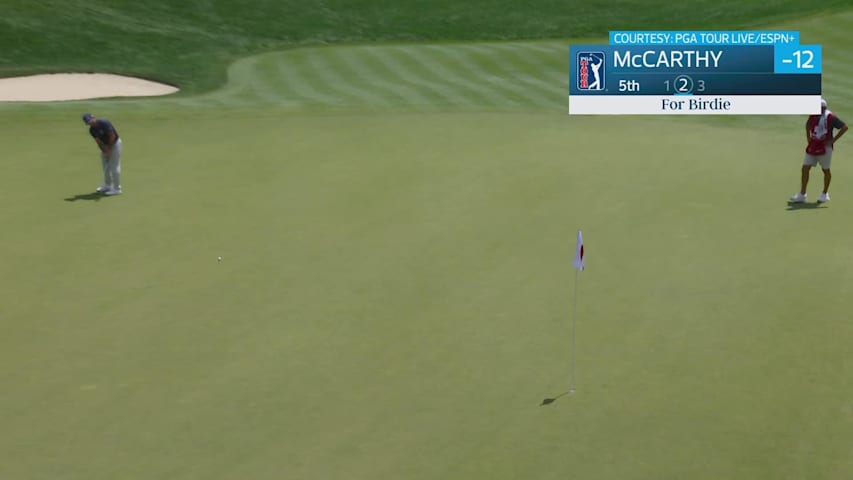 Denny McCarthy sinks 43-foot birdie putt on No. 5 at Travelers