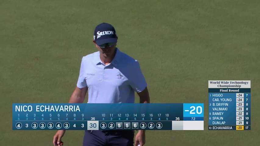 Nico Echavarria makes birdie putt on No. 17 at World Wide Technology