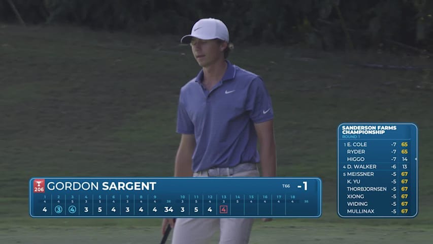 Gordon Sargent taps in from 1 foot for birdie on No. 14 at Sanderson Farms