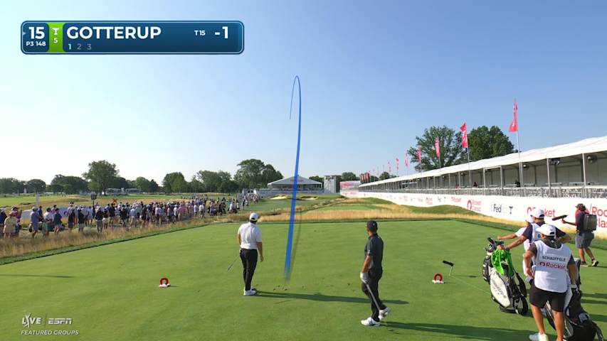 Chris Gotterup drains 17-foot putt for birdie on No. 15 at Rocket Classic