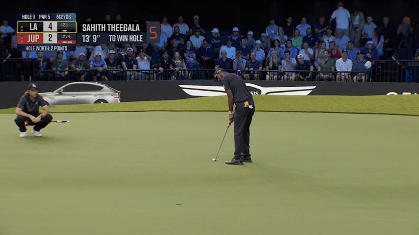Sahith Theegala drains clutch birdie putt with Hammer in play at TGL Finals