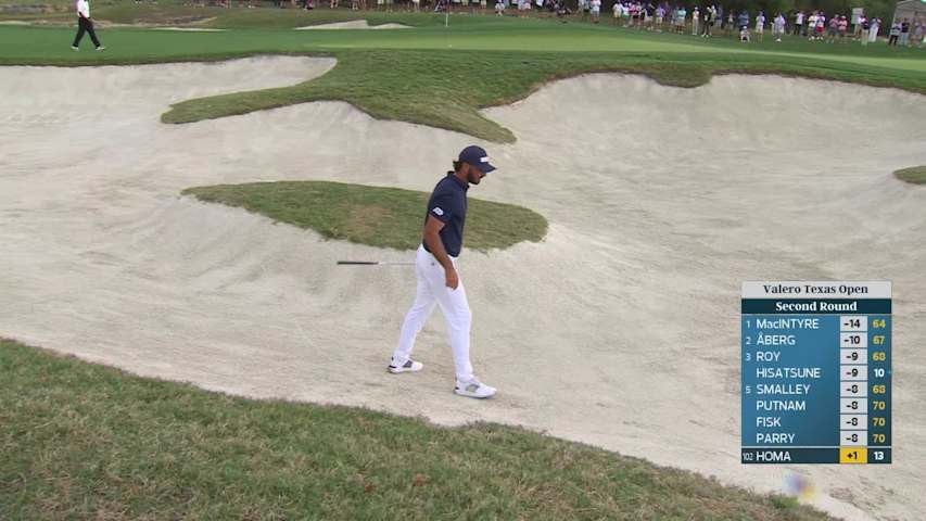 Max Homa gets up-and-down from 64 feet for birdie on No. 14 at Valero
