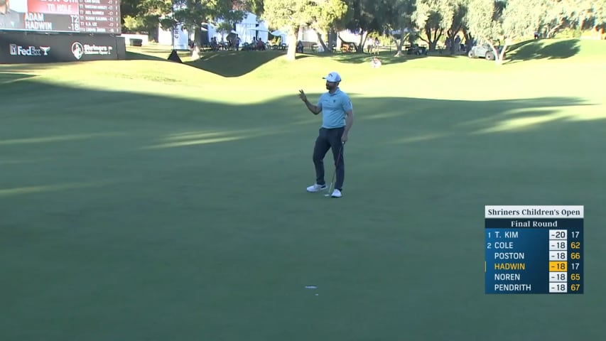 Adam Hadwin sinks 25-foot birdie putt at Shriners Children's Open