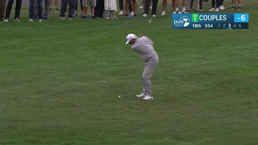 Fred Couples makes birdie on No. 18 at PURE Insurance Championship