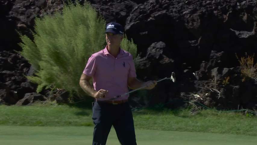 Kevin Streelman sinks 10-foot birdie putt on No. 8 at Bank of Utah