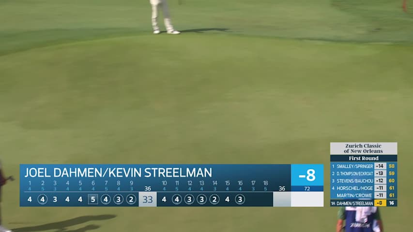 Dahmen/Streelman sinks a 45-foot birdie putt on No. 16 at Zurich Classic