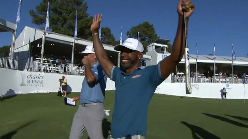Timothy O'Neal spins approach to set up birdie and win at Dominion Energy