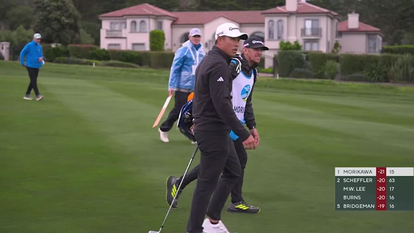 Collin Morikawa hits 178-yard approach to 8 feet, sets up birdie on No. 16 at AT&T Pebble Beach