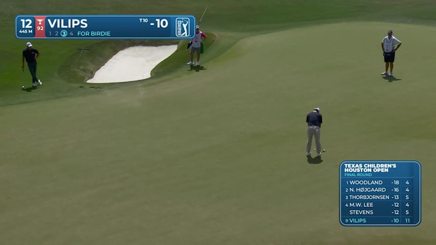 Karl Vilips sinks 25-foot birdie putt on No. 12 at Texas Children's