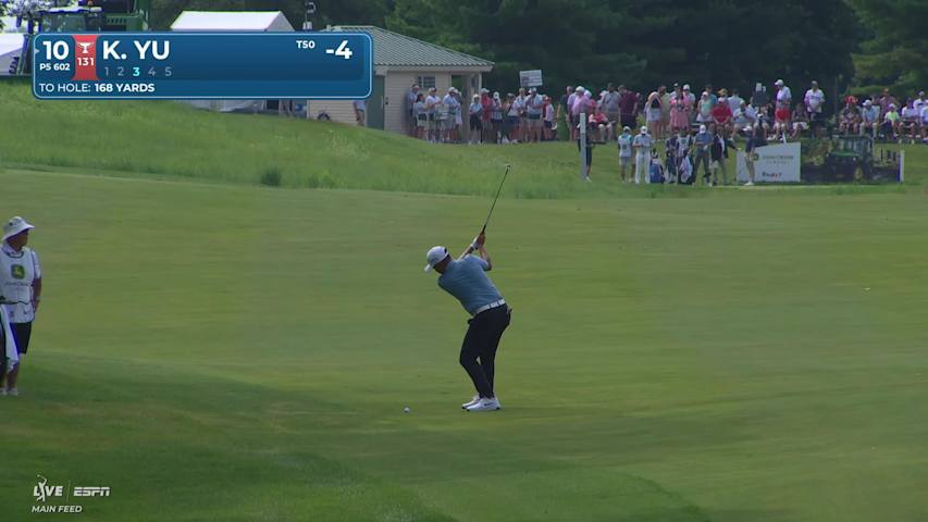 Kevin Yu sinks 30-foot birdie putt on No. 10 at John Deere
