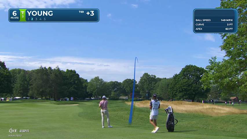 Cameron Young reaches par-5 No. 6 in two, makes birdie at Travelers