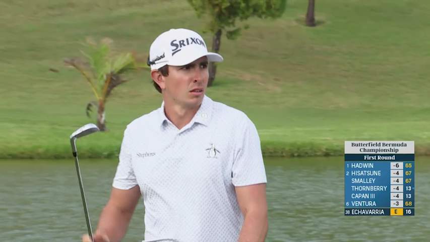 Nico Echavarria drains eagle putt on No. 17 at Butterfield Bermuda