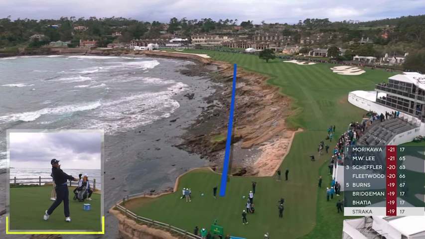 Sepp Straka hits 199-yard approach to 10 feet, sets up eagle on No. 18 at AT&T Pebble Beach