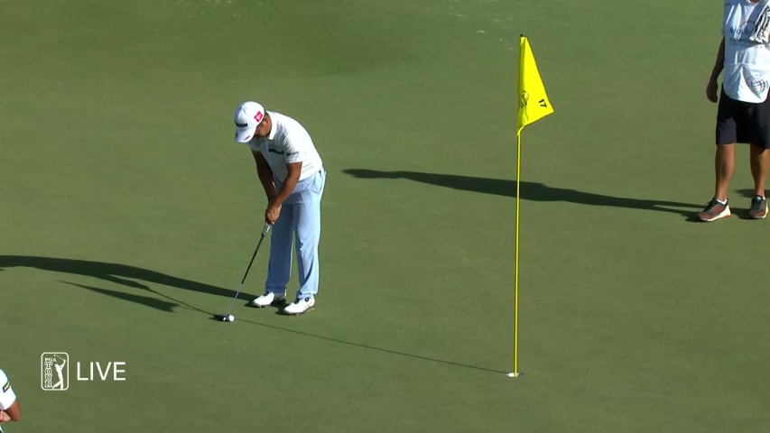 Yuki Inamori holes short birdie putt at WGC-Workday