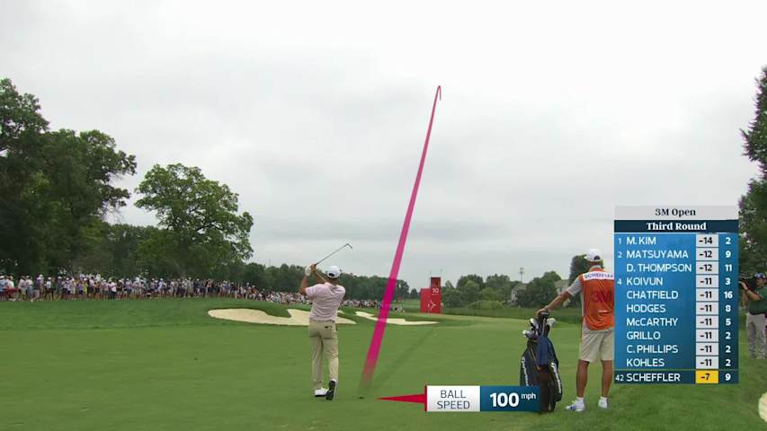 Scottie Scheffler gets up-and-down from 124 yards for birdie on No. 10 at 3M Open