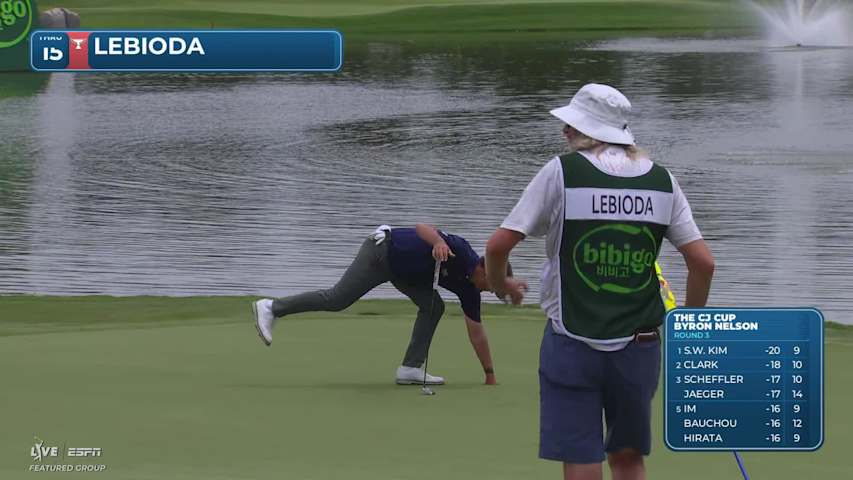 Hank Lebioda sinks 6-foot birdie putt on No. 15 at THE CJ CUP
