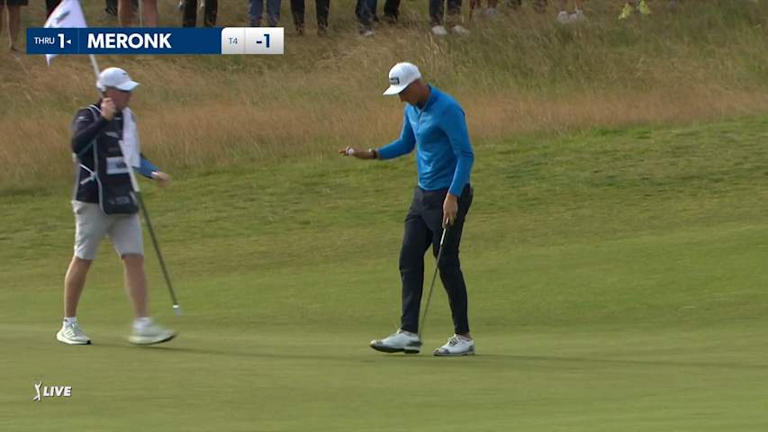 Adrian Meronk makes putt for birdie at Genesis Scottish Open