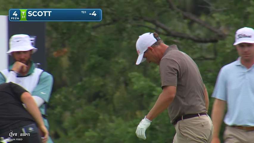 Adam Scott hits tee shot to 20 feet, sets up birdie on No. 4 at Cadillac