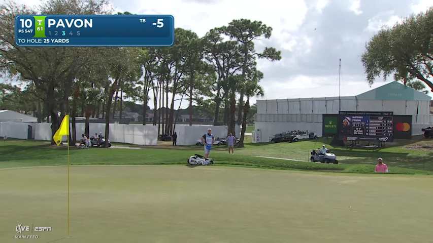 Matthieu Pavon sinks 6-foot birdie putt on No. 10 at Cognizant Classic