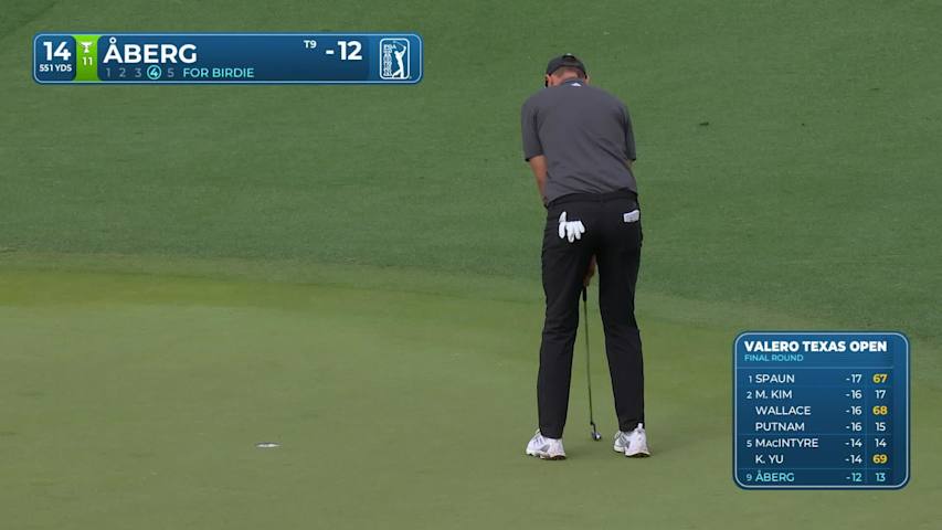 Ludvig Åberg makes birdie on No. 14 at Valero