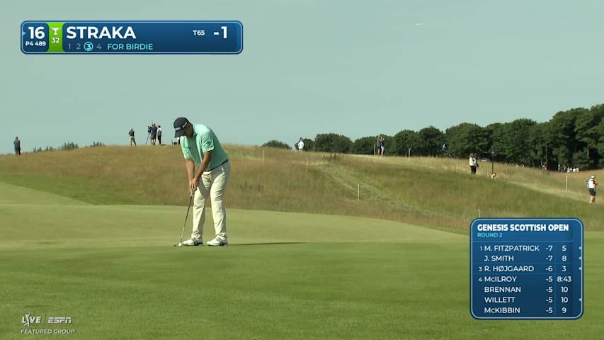 Sepp Straka's 172-yard approach sets up birdie on No. 16 at Genesis Scottish Open