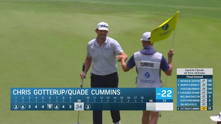 Team Chris Gotterup/Quade Cummins makes birdie on No. 10 at Zurich Classic