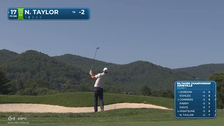Nick Taylor drains 8-foot putt for birdie on No. 17 at Biltmore Championship