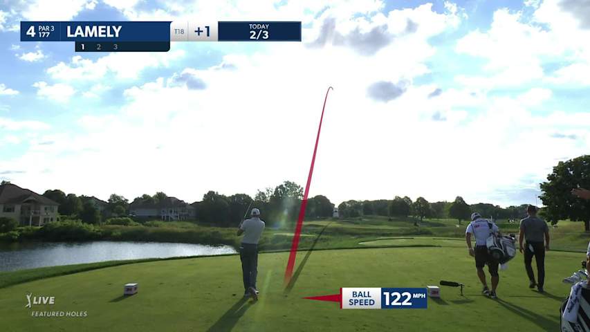 Derek Lamely kicks it off the hill to set up birdie at 3M Open