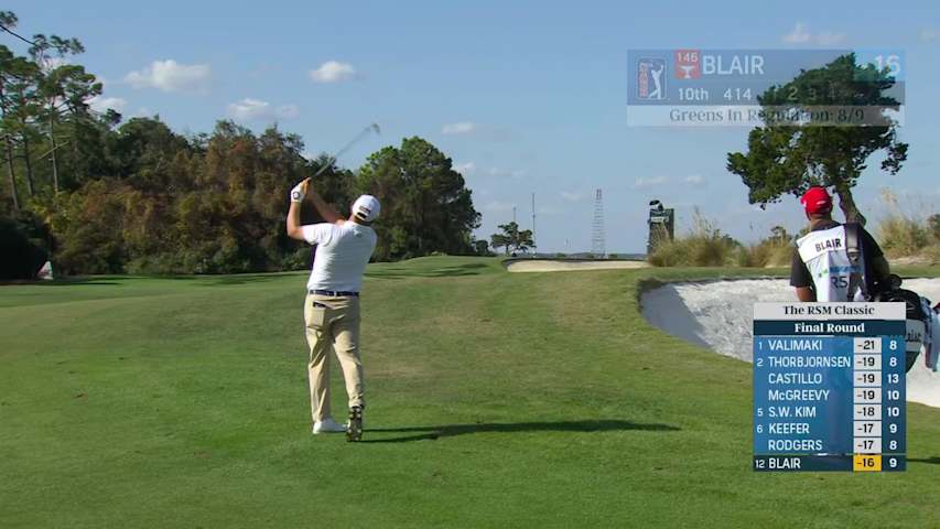 Zac Blair hits 161-yard approach to 4 feet, sets up birdie on No. 10 at The RSM Classic