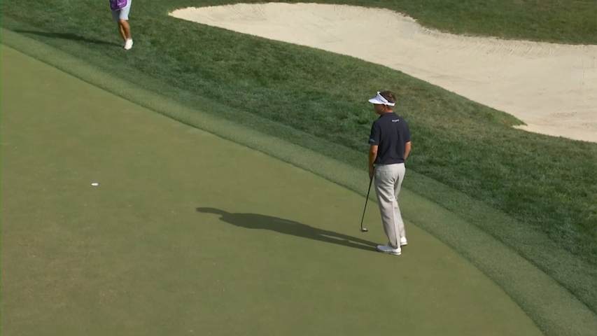 Keith Mitchell rolls in an eagle putt on No. 14 at Valspar