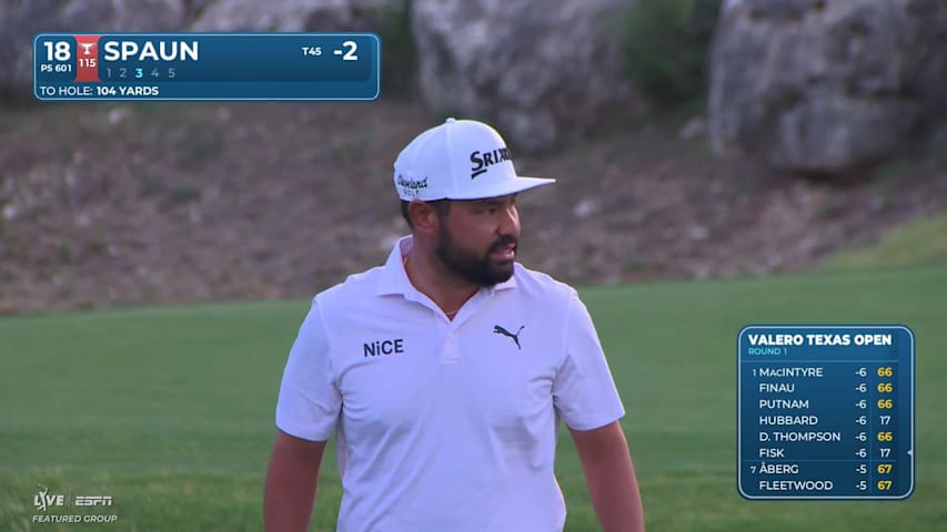J.J. Spaun's 106-yard approach sets up birdie on No. 18 at Valero