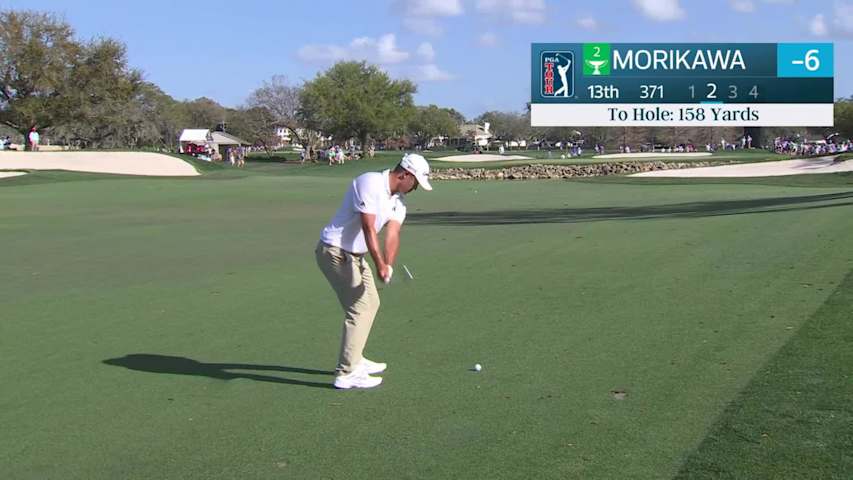 Collin Morikawa hits 159-yard approach to 10 feet, sets up birdie on No. 13 at Arnold Palmer