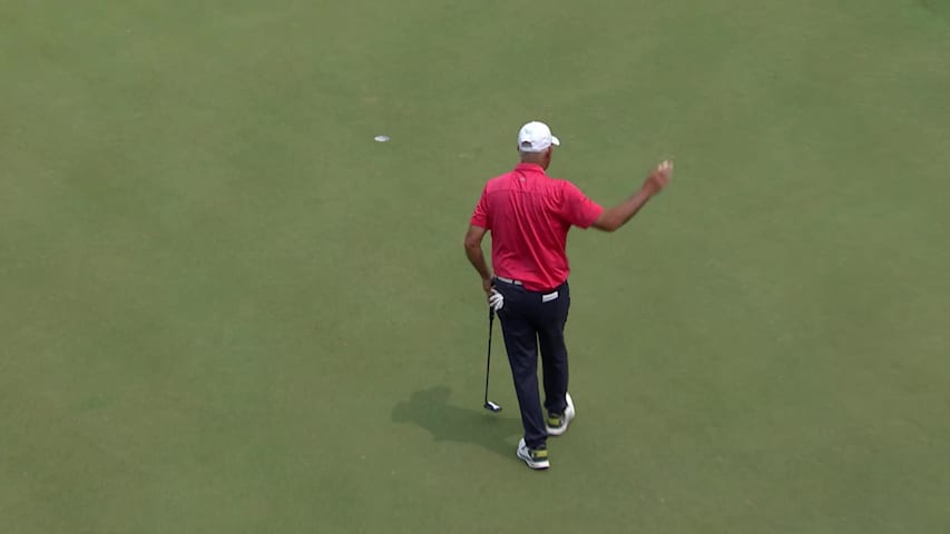 Tom Lehman makes birdie on No. 17 at Principal Charity Classic