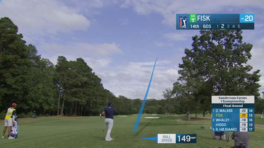 Steven Fisk sinks 6-foot birdie putt on No. 14 at Sanderson Farms