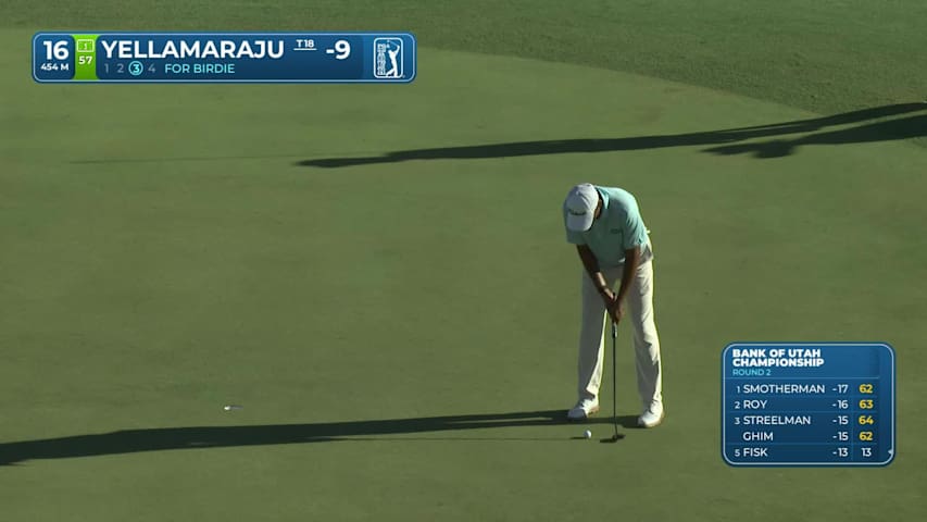 Sudarshan Yellamaraju sinks 7-foot birdie putt on No. 16 at Bank of Utah