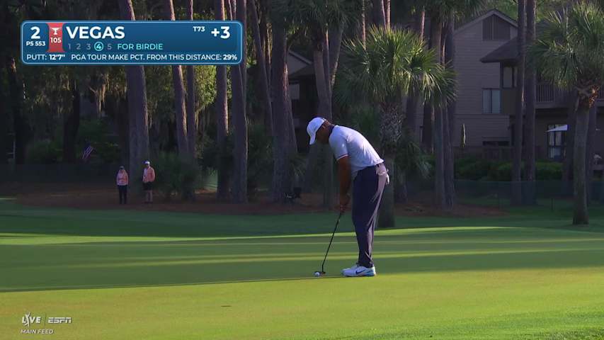 Jhonattan Vegas drains 13-foot putt for birdie on No. 2 at RBC Heritage