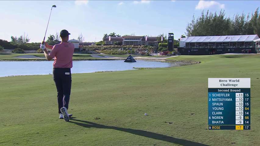 Justin Rose hits 173-yard approach to 7 feet, sets up birdie on 18 at Hero World Challenge