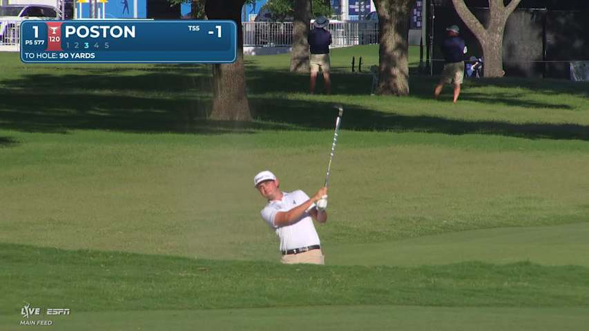 J.T. Poston gets up-and-down from 89 yards for birdie on No. 1 at Charles Schwab