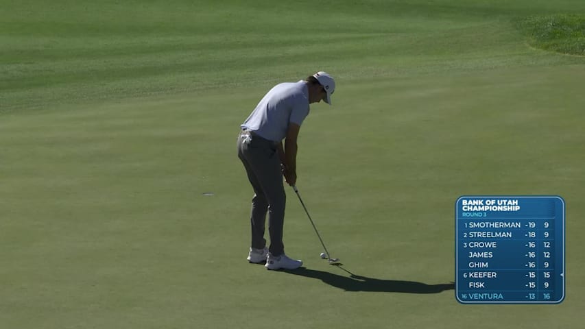 Kristoffer Ventura sinks 10-foot birdie putt on No. 17 at Bank of Utah